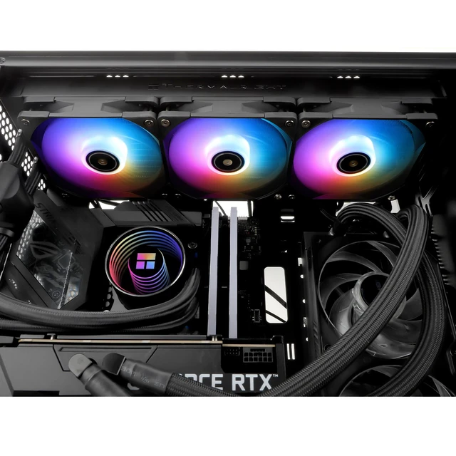 Alt view image 4 of 7 - Thermalright Frozen Notte 360 Black ARGB V2 360mm AIO CPU Liquid Cooler, 5300RPM Pump, Triple TL-E12B-S PWM ARGB Fans, Intel/AMD