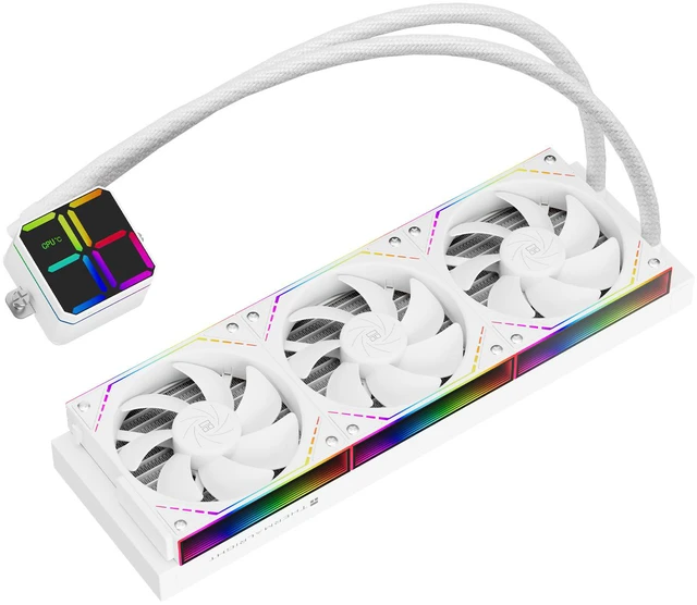 Alt view image 2 of 7 - Thermalright Magic Qube 360 ARGB White 360mm AIO CPU Liquid Cooler, ARGB Digital Display Pump, TL-M12Q 2000RPM PWM Fans, Intel/AMD