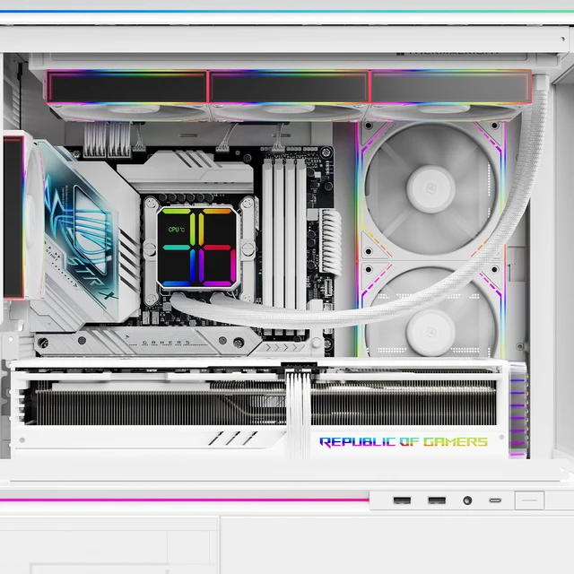 Alt view image 6 of 7 - Thermalright Magic Qube 360 ARGB White 360mm AIO CPU Liquid Cooler, ARGB Digital Display Pump, TL-M12Q 2000RPM PWM Fans, Intel/AMD