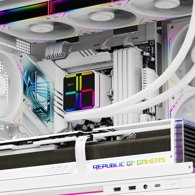 Alt view image 7 of 7 - Thermalright Magic Qube 360 ARGB White 360mm AIO CPU Liquid Cooler, ARGB Digital Display Pump, TL-M12Q 2000RPM PWM Fans, Intel/AMD