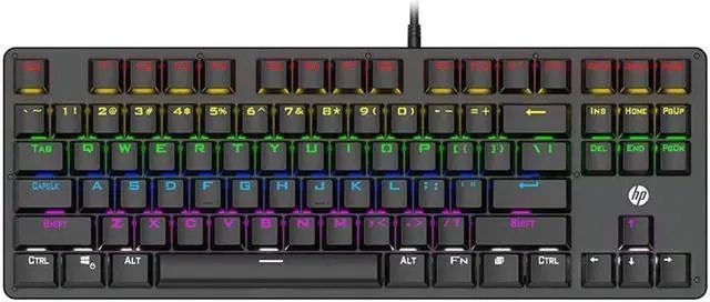 Main image of HP GK200 (SPANISH) Mechanical Gaming keyboard, LED lightning, Height adjustment, Mechanical switches, 50 million key life, Durable and scratch resistant aluminum panel, USB wired