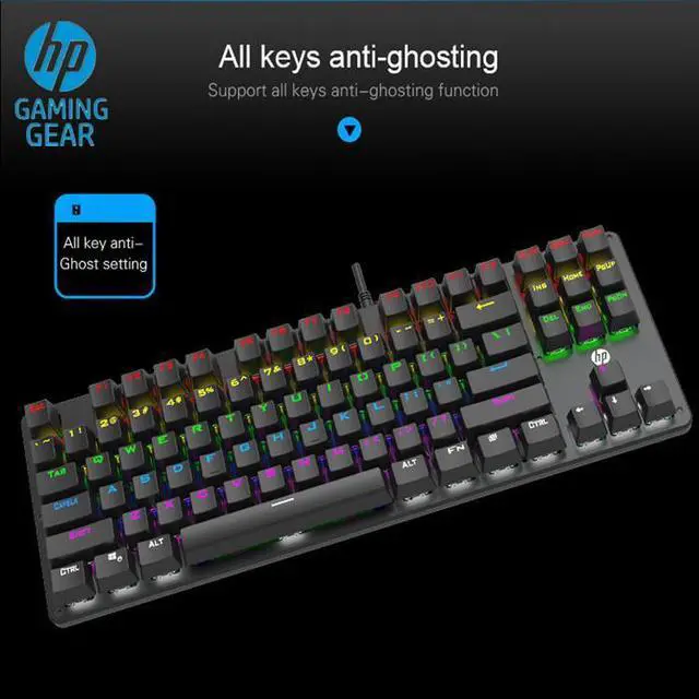 Alt view image 2 of 2 - HP GK200 (SPANISH) Mechanical Gaming keyboard, LED lightning, Height adjustment, Mechanical switches, 50 million key life, Durable and scratch resistant aluminum panel, USB wired