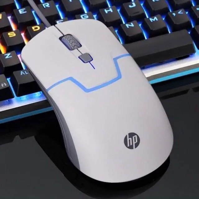 Alt view image 8 of 9 - HP M100  Ergonomic Design, Cool Exterior Wired 4 - Buttons Quiet Clicking 1600DPI RGB Breathing Light  Mouse For Office And Game - White