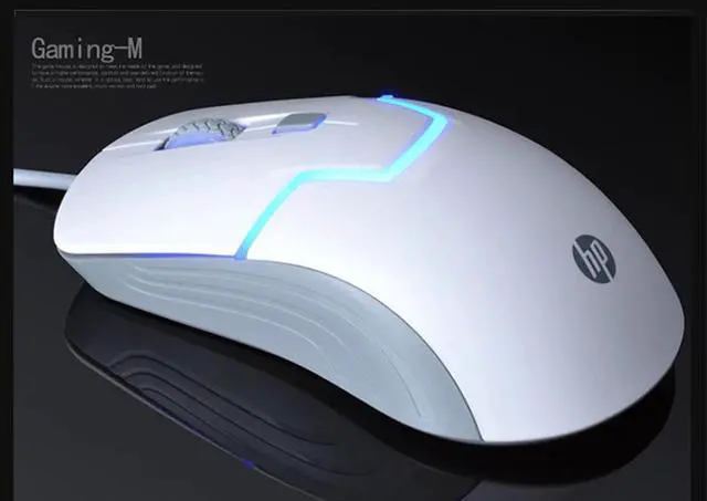 Alt view image 9 of 9 - HP M100  Ergonomic Design, Cool Exterior Wired 4 - Buttons Quiet Clicking 1600DPI RGB Breathing Light  Mouse For Office And Game - White