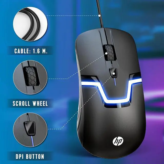 Alt view image 4 of 7 - HP M100s Gaming Mouse, USB Wired, 4 DPI levels, 3200 MAX DPI, 6 buttons, Optical sensor, 5 million clicks, Ergonomic design, (BLACK/WHITE)