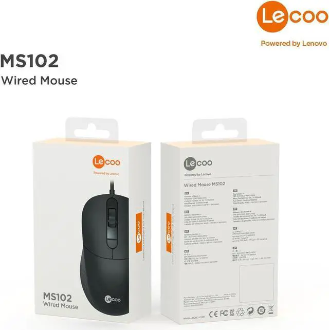 Alt view image 4 of 4 - Lenovo (Lecoo) MS102 Mouse, USB wired, 2400 MAX DPI, 4 keys, up to 3 million clicks