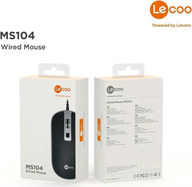 Alt view image 6 of 6 - Lenovo (Lecoo) MS104, USB Wired Mouse, 1600 MAX DPI, 4 keys, 3 million clicks key lifespan