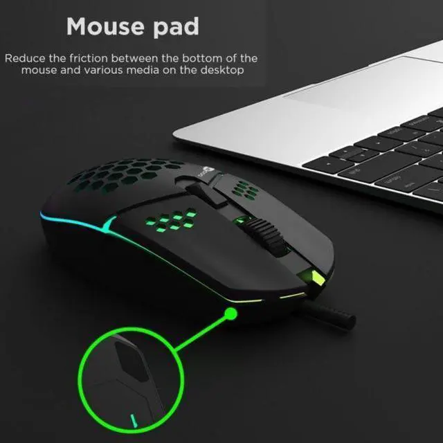 Alt view image 6 of 7 - Lenovo (Lecoo) MS105, USB Wired Gaming Mouse, RGB, 3200 MAX DPI, 6 keys, 3 million clicks key lifespan, Braided cable, Optical tracking, Lightweight