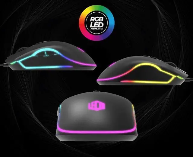 Alt view image 4 of 5 - Lenovo (Lecoo) MS108, USB Wired Gaming Mouse, 6400 MAX DPI, RGB, 7 keys, 5 million clicks key lifespan, Ergonomic Design