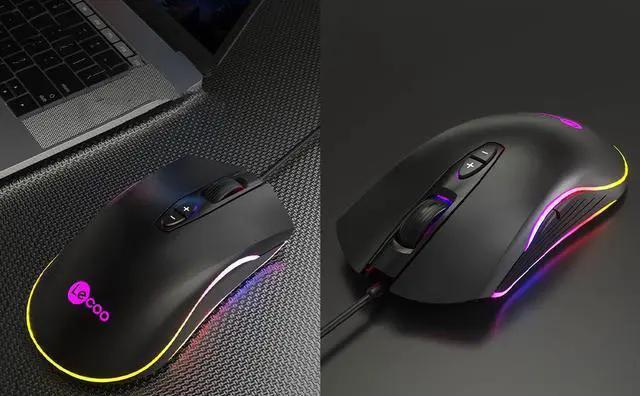 Alt view image 5 of 5 - Lenovo (Lecoo) MS108, USB Wired Gaming Mouse, 6400 MAX DPI, RGB, 7 keys, 5 million clicks key lifespan, Ergonomic Design