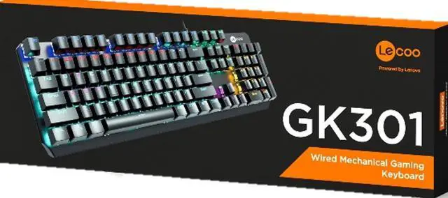 Alt view image 3 of 5 - Lenovo (Lecoo) GK301, Wired Mechanical keyboard, USB wired, RGB backlight, 60 million clicks key lifespan, Metal Panel scratch and rust resistant