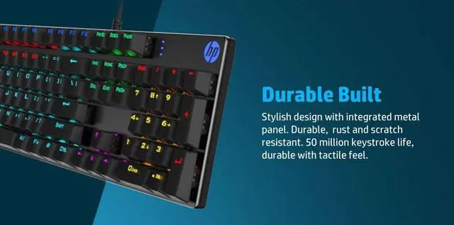 Alt view image 5 of 7 - HP GK400F (SPANISH) Mechanical Gaming Keyboard, 50 mill key life, height adjustment, mechanical switches, USB wired, backlit RGB lights