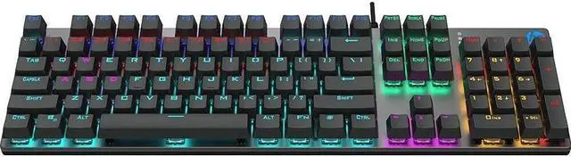 Main image of HP GK400F (SPANISH) Mechanical Gaming Keyboard, 50 mill key life, height adjustment, mechanical switches, USB wired, backlit RGB lights