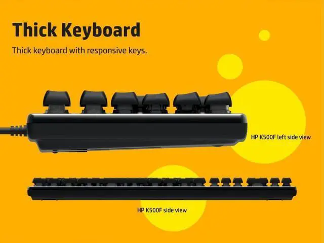 Alt view image 9 of 11 - HP K500F Backlit Membrane Wired Gaming Keyboard, Backlit Mixed Color Lighting, Metal Panel with Logo Lighting, 26 Anti-Ghosting Keys, and Windows Lock Key(7ZZ97AA)