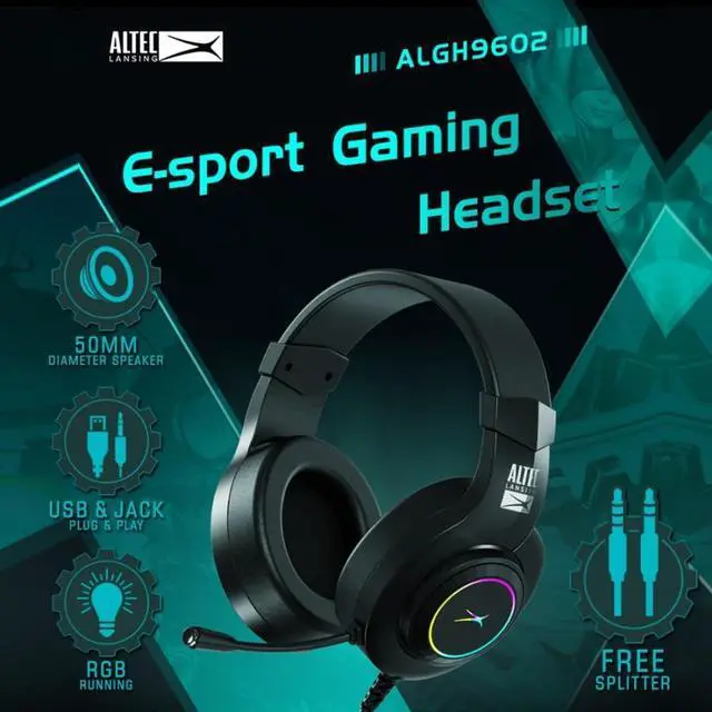 Alt view image 4 of 7 - Altec Lansing ALGH9602 Wired Gaming Headset, USB/3.5mm JACK, Noise Cancelling, Flexible Mic, RGB, 3.5 Stereo
