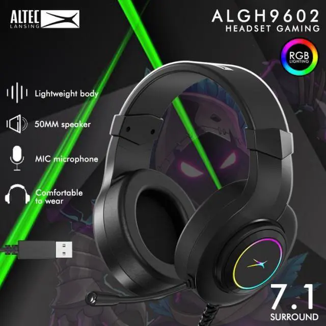Alt view image 2 of 7 - Altec Lansing ALGH9602/7.1 Wired Gaming Headset, 7.1 Surround Sound, RGB Backlight, Noise Cancelling, USB Wired