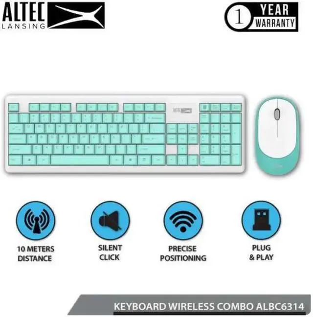 Alt view image 5 of 5 - ALTEC LANSING ALBC6314, Wireless Keyboard & Mouse Combo, USB receiver, Silent Design, 
 (ENGLISH)