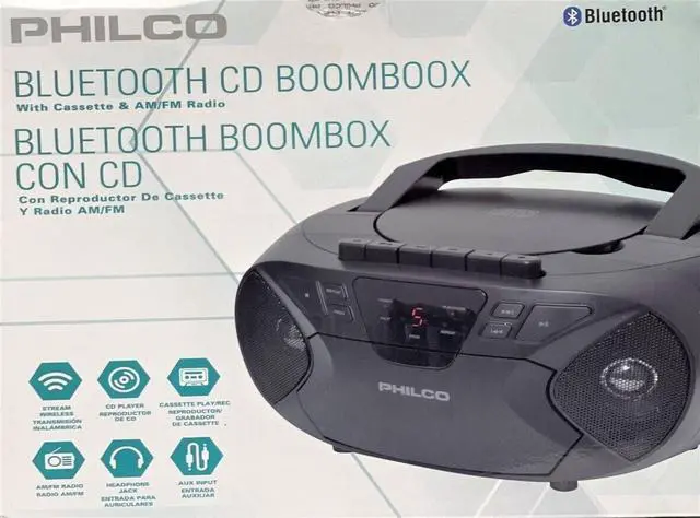 Alt view image 2 of 7 - Philco PJC2050BT-BK, FM Radio, Bluetooth, Wireless streaming, CD/Cassette player, Headphone Jack, Aux Input