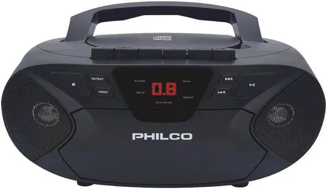 Main image of Philco PJC2050BT-BK, FM Radio, Bluetooth, Wireless streaming, CD/Cassette player, Headphone Jack, Aux Input