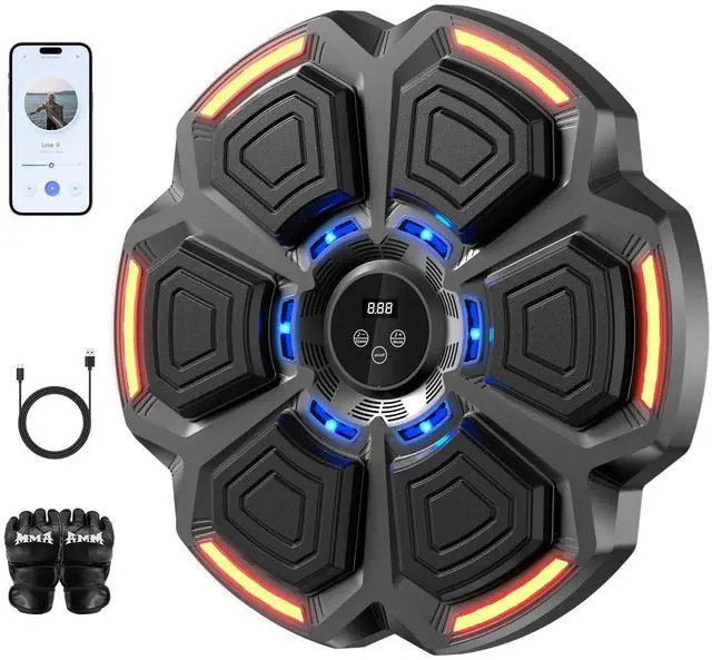 Main image of LOLBOX Music Boxing Machine for Adults,Bluetooth Smart Boxing Traineing Machine,Wall Target Punching Workout for Kids,Reflex Training Suitable for Home,Office,Gym,Fun Fitness Equipments