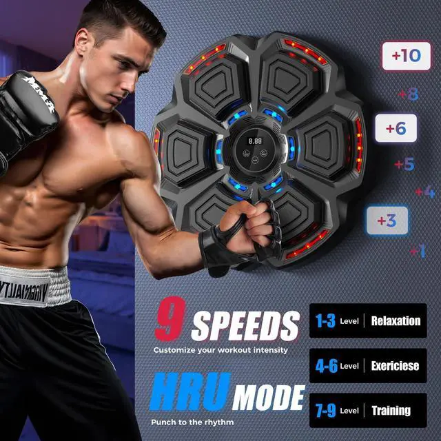 Alt view image 3 of 6 - LOLBOX Music Boxing Machine for Adults,Bluetooth Smart Boxing Traineing Machine,Wall Target Punching Workout for Kids,Reflex Training Suitable for Home,Office,Gym,Fun Fitness Equipments