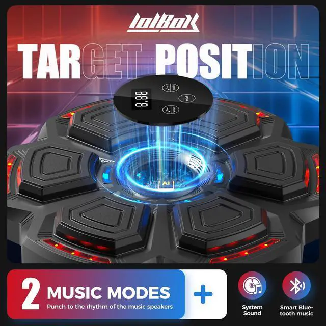 Alt view image 4 of 6 - LOLBOX Music Boxing Machine for Adults,Bluetooth Smart Boxing Traineing Machine,Wall Target Punching Workout for Kids,Reflex Training Suitable for Home,Office,Gym,Fun Fitness Equipments