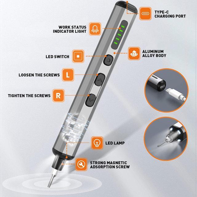 Alt view image 2 of 7 - Mini Electric Screwdriver,YitaiIns Electric Precision Screwdriver Set with 64 IN Universal Magnetic Bits, 3.7V Small Power Screwdriver Set Tool for Laptop,Phone,Camera,Watch