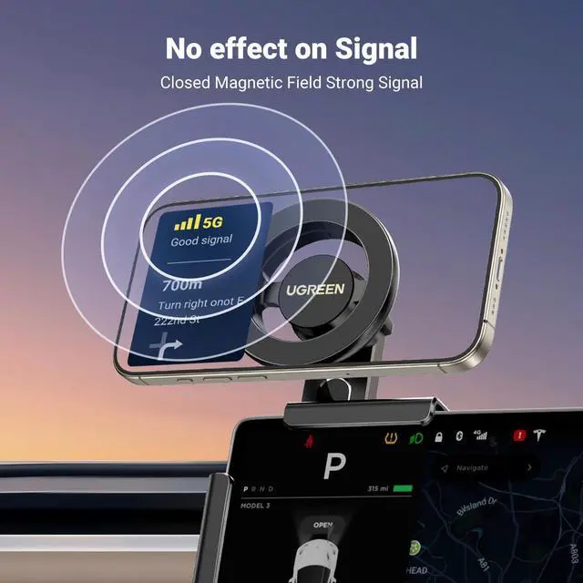 Alt view image 4 of 7 - UGREEN Phone Holder for Tesla MagSafe Strongest Magnet Power Magnetic Phone Mount Holder for Tesla Model 3 Y, iPhone Phone Mount Compatible with iPhone 15 14 13 Plus Pro Max Series