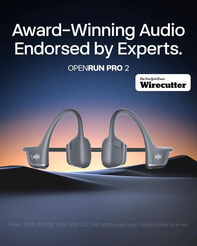 Alt view image 2 of 7 - OpenRun Pro 2 Bone Conduction Bluetooth Sport Headphones, Black | Bundle with Reflective StripOpen-ear awareness; DualPitch premium soundSmart Mic; IP55; 12H battery; Running/cycling/hiking