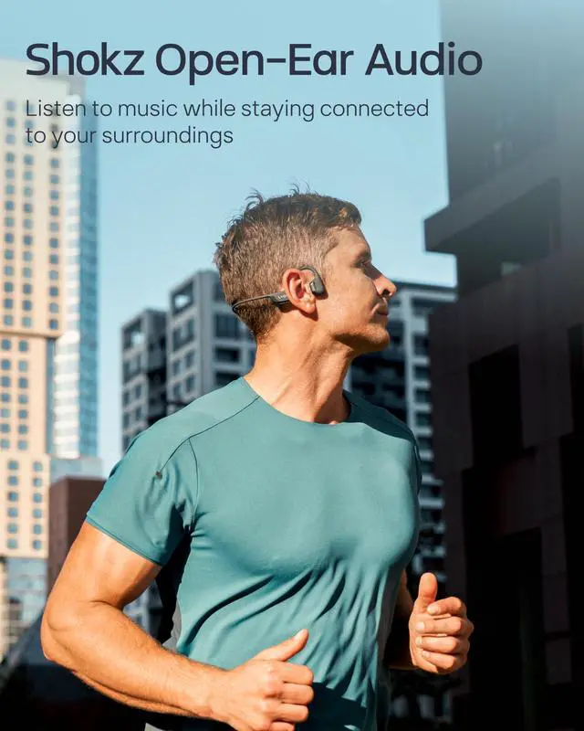 Alt view image 6 of 7 - OpenRun Pro 2 Bone Conduction Bluetooth Sport Headphones, Black | Bundle with Reflective StripOpen-ear awareness; DualPitch premium soundSmart Mic; IP55; 12H battery; Running/cycling/hiking