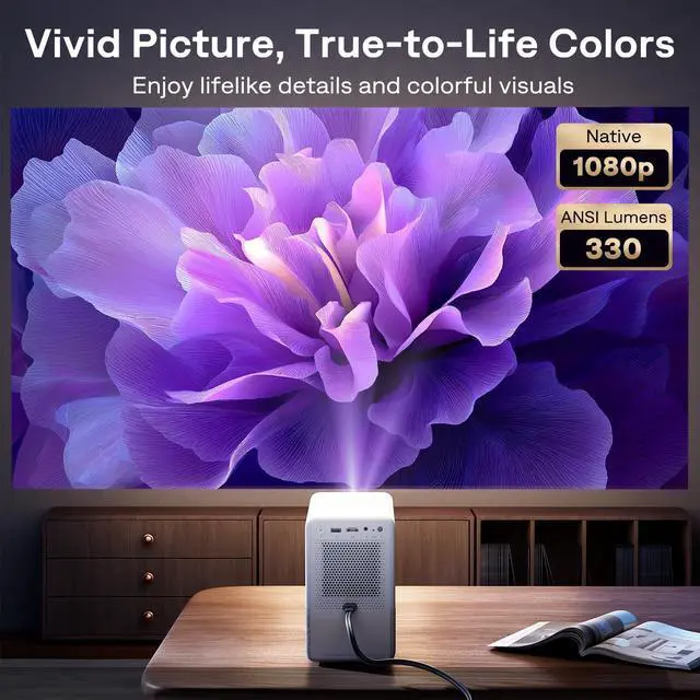 Alt view image 4 of 7 - Aurzen Roku TV Smart Projector with Wifi and Bluetooth, D1R Cube Roku Streaming Experience Built-in, Sealed Optical Engine, 1080P FHD, DoIby Audio, Portable Mini Projector for Home/Outdoor Movies