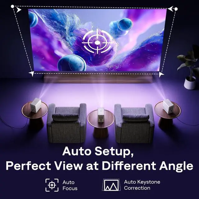 Alt view image 5 of 7 - Aurzen Roku TV Smart Projector with Wifi and Bluetooth, D1R Cube Roku Streaming Experience Built-in, Sealed Optical Engine, 1080P FHD, DoIby Audio, Portable Mini Projector for Home/Outdoor Movies
