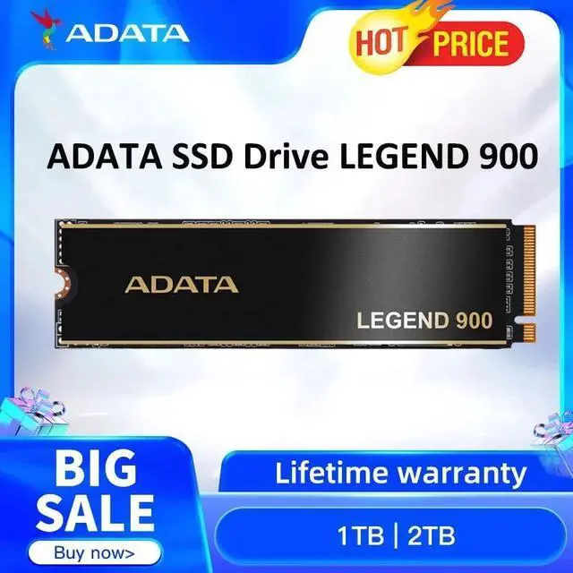 Main image of ADATA 1TB SSD Legend 900 PCIe Gen4x4 NVMe M.2 Internal Gaming SSD Up to 7,000 MB/s PS5 Compatible (SLEG-900-1TCS) - Black-all-new
