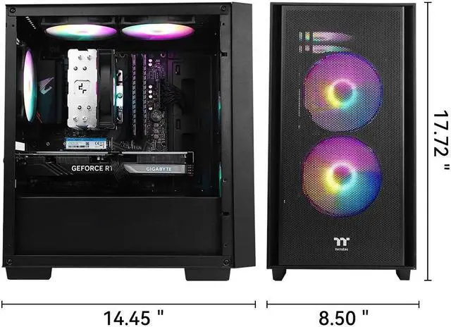 Alt view image 2 of 7 - YEAH MAGIC Gaming PC Desktop AMD Ryzen 7 5700X 3.4 GHz RTX4060 DDR4 3200MHz 32GB RAM 1TB M.2 NVMe SSD Windows 11 Home 64-bit 650W GOLD PSU Gaming PC RGB Cooler Office Business PC Black