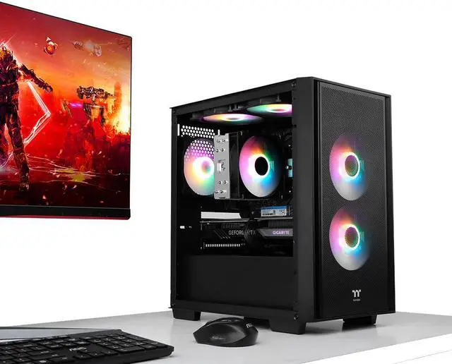 Alt view image 7 of 7 - YEAH MAGIC Gaming PC Desktop AMD Ryzen 7 5700X 3.4 GHz RTX4060 DDR4 3200MHz 32GB RAM 1TB M.2 NVMe SSD Windows 11 Home 64-bit 650W GOLD PSU Gaming PC RGB Cooler Office Business PC Black