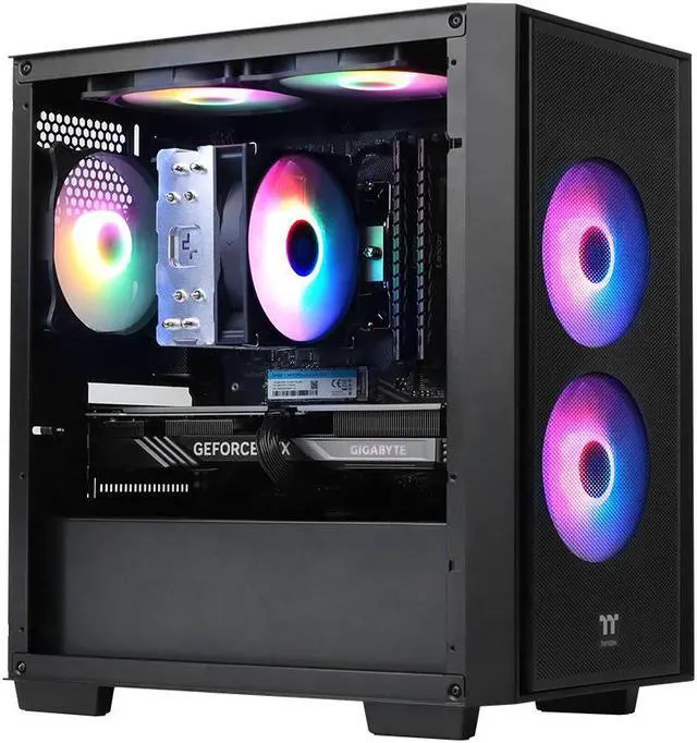 Main image of YEAH MAGIC Gaming PC Desktop AMD Ryzen 7 5700X 3.4 GHz RTX4060 DDR4 3200MHz 32GB RAM 1TB M.2 NVMe SSD Windows 11 Home 64-bit 650W GOLD PSU Gaming PC RGB Cooler Office Business PC Black