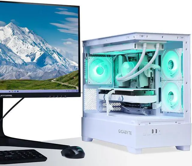 Alt view image 7 of 7 - YEAH MAGIC Gaming Desktop PC AMD Ryzen 7 7800X3D 4060Ti 32GB DDR5 RAM 1TB M.2 NVMe PCIe 4.0x4 SSD Windows 11 Home ARGB Water Cooler WIFI 650W Gold PSU PC Business Home Office Work Sea View Room White