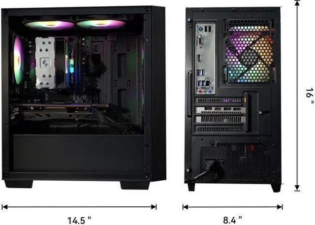 Alt view image 5 of 7 - YEAH MAGIC Astral  T1 AMD Ryzen 5 5600 RX6750GRE Desktop PC 16GB(8G*2) DDR4 3200 NVME 1T SSD 5 Fans Win 11 Home Gamer Desktop Computer Business Work Gold PSU Black