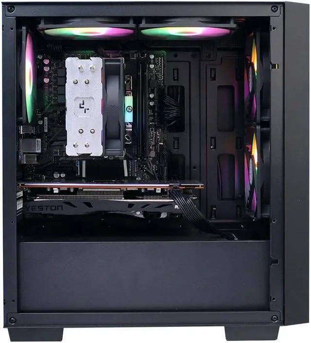 Alt view image 6 of 7 - YEAH MAGIC Astral  T1 AMD Ryzen 5 5600 RX6750GRE Desktop PC 16GB(8G*2) DDR4 3200 NVME 1T SSD 5 Fans Win 11 Home Gamer Desktop Computer Business Work Gold PSU Black