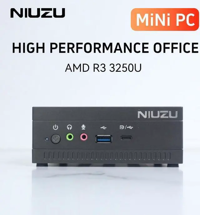 Alt view image 7 of 7 - NIUZU Customize Business Mini PC AMD R3 3250U (up to 3.50GHz ) Dual-Core APU Home Office Work Desktops Computer