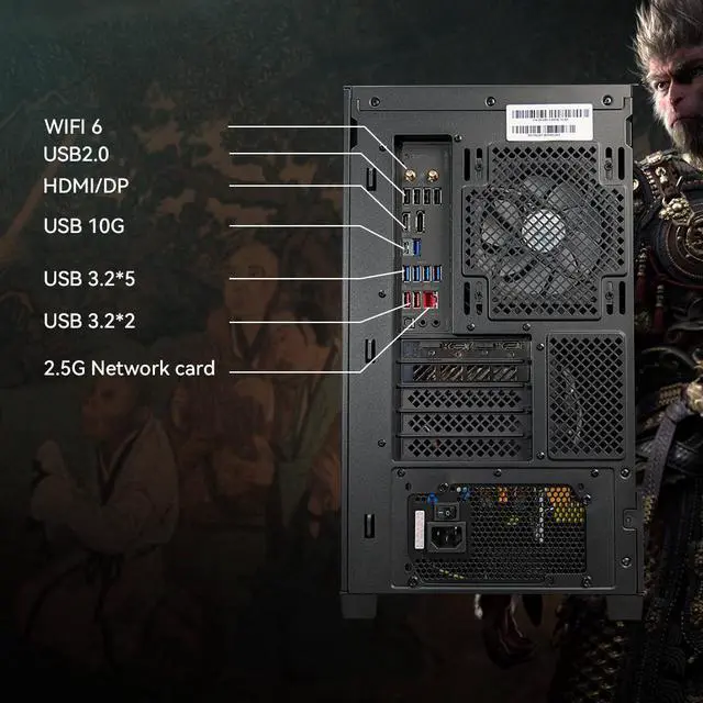 Alt view image 4 of 6 - YEAH MAGIC Gaming Desktop PC AMD Ryzen 7 7800X3D RTX4060Ti 32GB DDR5 RAM 1TB M.2 NVMe PCIe 4.0x4 SSD Windows 11 Home ARGB Cooler WIFI 650W Gold PSU PC Business Home Office Work Sea View Room Black