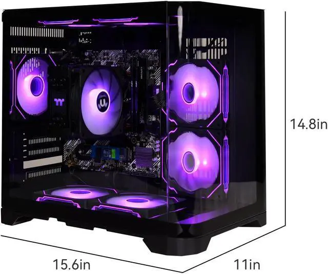 Alt view image 3 of 5 - YEAH MAGIC Astral  S1 Gaming Desktop AMD Ryzen 5 5600GT 3.9GHz 16GB(8G*2) DDR4 3200 1T NVME SSD ARGB 7 Fans Win 11 Home Gamer Desktop Computer Office Work WIFI 6 650W Gold PSU Black