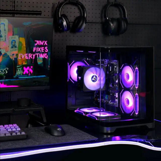 Alt view image 5 of 5 - YEAH MAGIC Astral  S1 Gaming Desktop AMD Ryzen 5 5600GT 3.9GHz 16GB(8G*2) DDR4 3200 1T NVME SSD ARGB 7 Fans Win 11 Home Gamer Desktop Computer Office Work WIFI 6 650W Gold PSU Black
