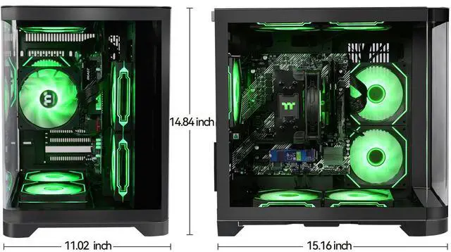 Alt view image 5 of 7 - YEAH MAGIC Astral  S1 Gaming Desktop AMD Ryzen 5 5600GT 3.9GHz 16GB(8G*2) DDR4 3200 1T NVME SSD 7 ARGB Fan*7 Win 11 Home WIFI Gamer Desktop Computer Office Work 650W Gold PSU Black
