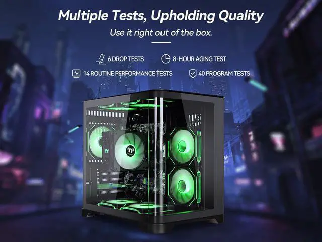 Alt view image 4 of 7 - YEAH MAGIC Astral  S1 Gaming Desktop AMD Ryzen 5 5600GT 3.9GHz 16GB(8G*2) DDR4 3200 1T NVME SSD 7 ARGB Fan*7 Win 11 Home WIFI Gamer Desktop Computer Office Work 650W Gold PSU Black