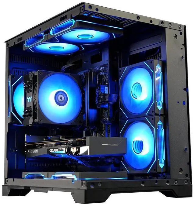 Alt view image 4 of 6 - YEAH MAGIC Gaming Desktop AMD Ryzen 5 5600 RX6750GRE DDR4 16GB(8G*2) 3200 1T SSD 7 RGB Fans Win 11 Home Gamer PC Computer Business Work 650W PSU WIFI Black