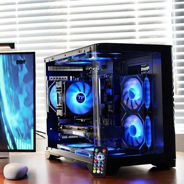 Alt view image 5 of 6 - YEAH MAGIC Gaming Desktop AMD Ryzen 5 5600 RX6750GRE DDR4 16GB(8G*2) 3200 1T SSD 7 RGB Fans Win 11 Home Gamer PC Computer Business Work 650W PSU WIFI Black