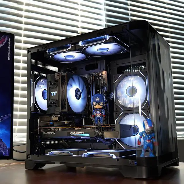 Alt view image 6 of 6 - YEAH MAGIC Gaming Desktop AMD Ryzen 5 5600 RX6750GRE DDR4 16GB(8G*2) 3200 1T SSD 7 RGB Fans Win 11 Home Gamer PC Computer Business Work 650W PSU WIFI Black