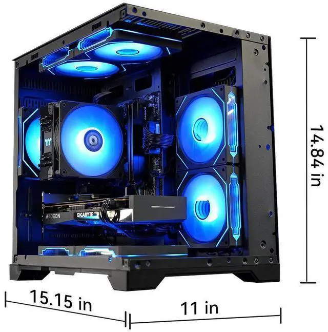 Alt view image 2 of 6 - YEAH MAGIC Gaming Desktop AMD Ryzen 5 5600 RX6750GRE DDR4 16GB(8G*2) 3200 1T SSD 7 RGB Fans Win 11 Home Gamer PC Computer Business Work 650W PSU WIFI Black