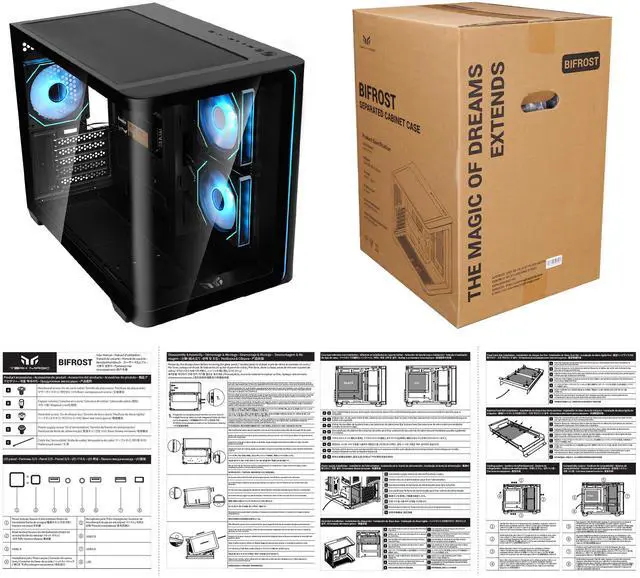 Alt view image 7 of 7 - YEAH MAGIC Biforst Mid-Tower PC Gaming Case, High-Airflow,ARGB light strip, Sturdy One-piece curved curved glass,With 3 RGB fans,Gaming Computer Case for ATX/Micro-ATX/ITX Motherboard, Black